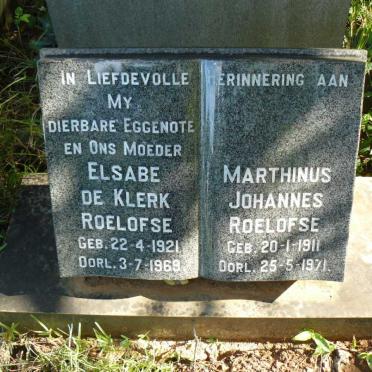 ROELOFSE Marthinus Johannes 1911-1971 &amp; Elsabe de Klerk 1921-1969