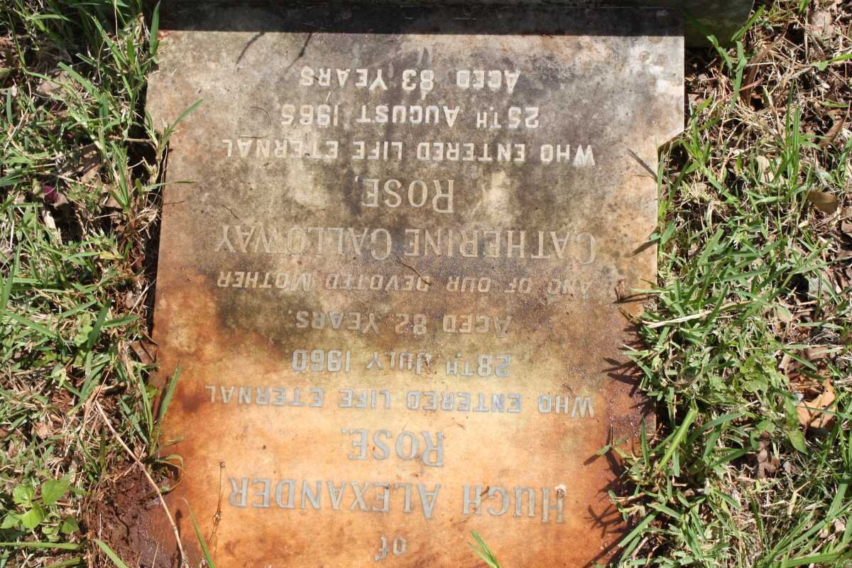 ROSE Hugh Alexander -1960 &amp; Catherine Galloway -1965