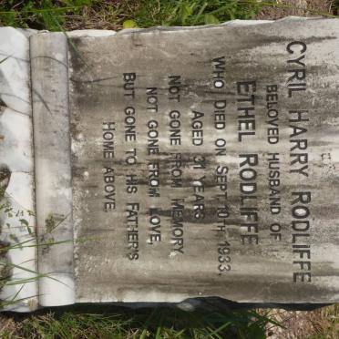 RODLIFFE Cyril Harry -1933