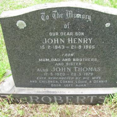 ROBERTS John Henry 1943-1965 :: ROBERTS John Thomas 1920-1978