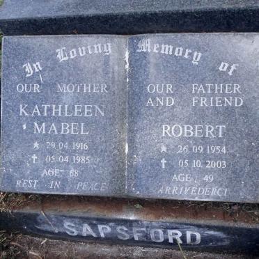 SAPSFORD Robert 1954-2003 &amp; Kathleen Mabel 1916-1985