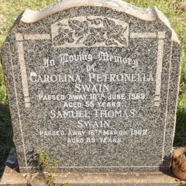 SWAIN Samuel Thomas -1969 &amp; Carolina Petronella -1963