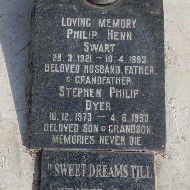 SWART Philip Henn 1921-1993 :: DYER Stephen Philip 1973-1990