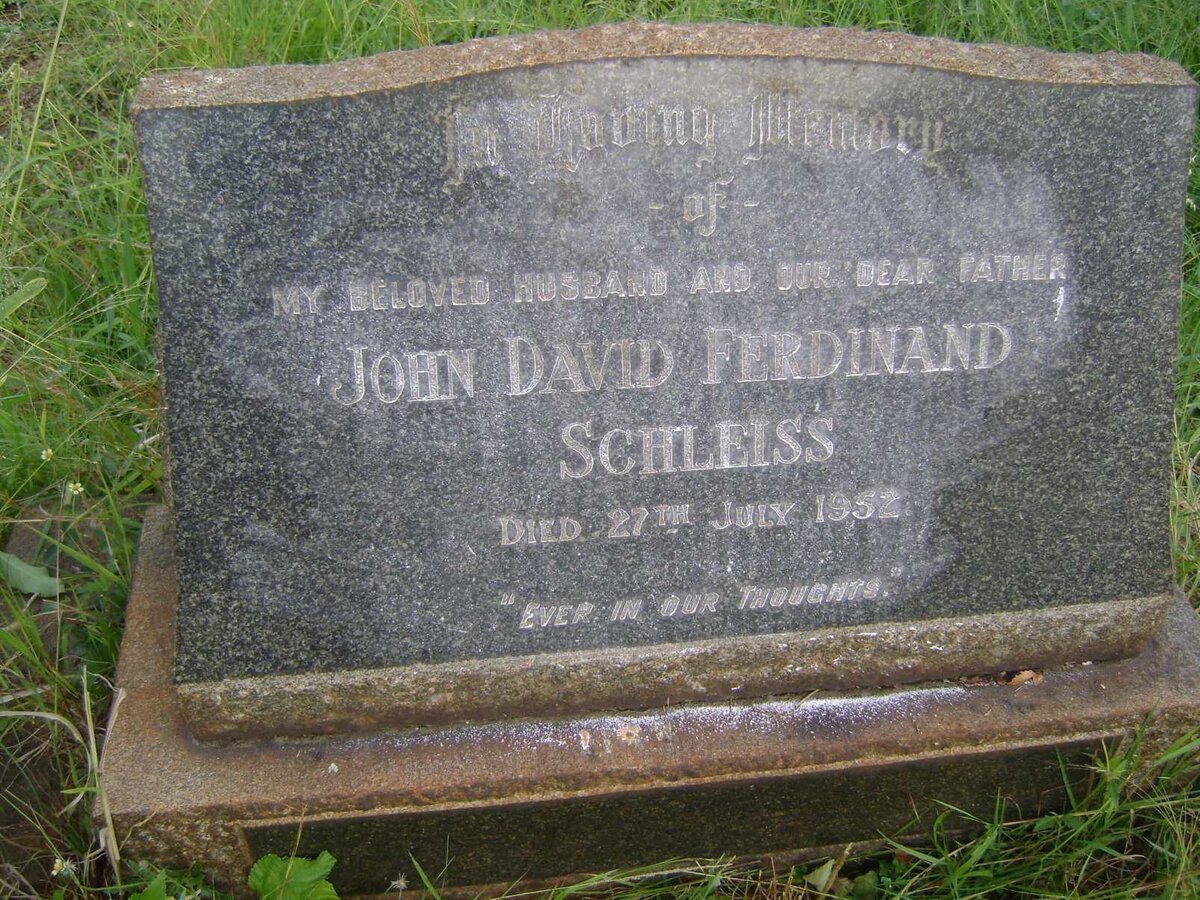 SCHLEISS John David Ferdinand -1952