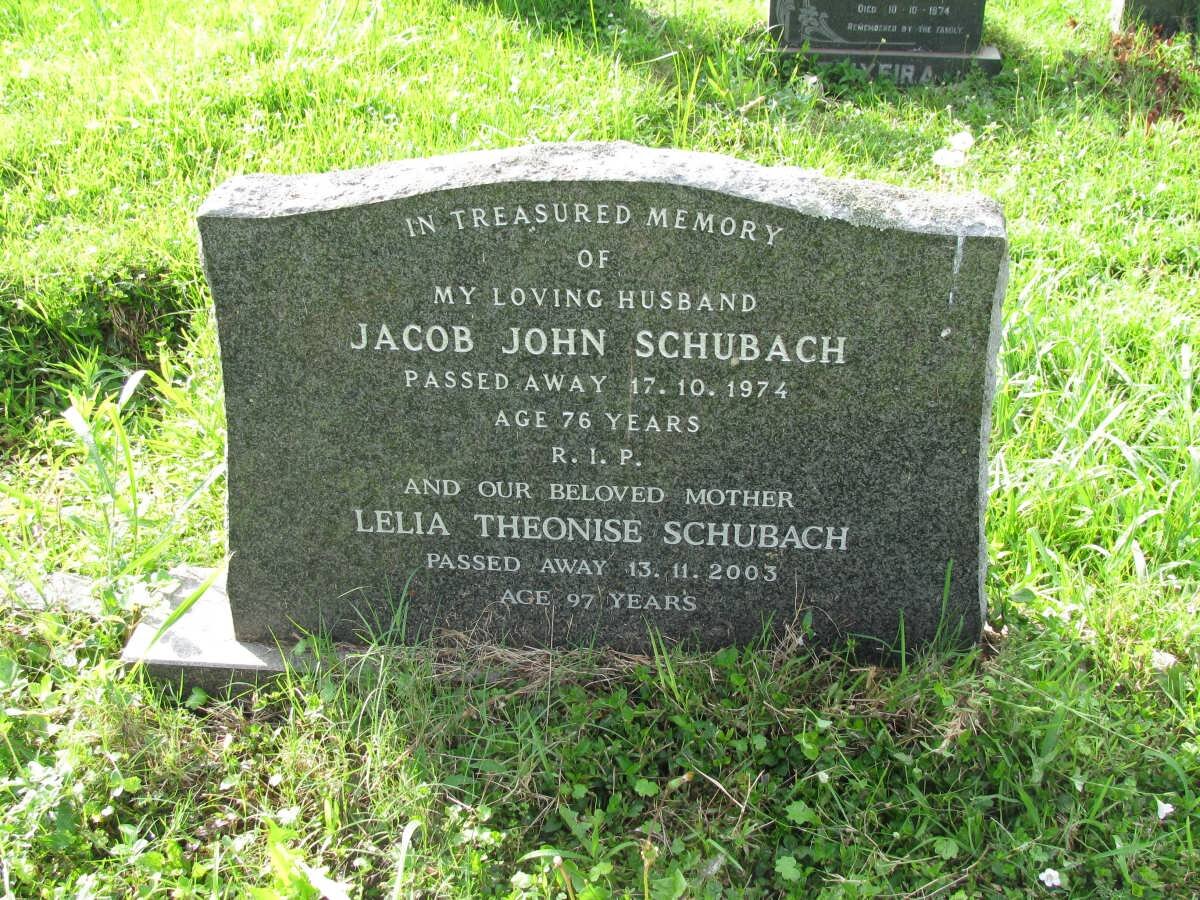 SCHUBACH Jacob John -1974 &amp; Lelia Theonise -2003