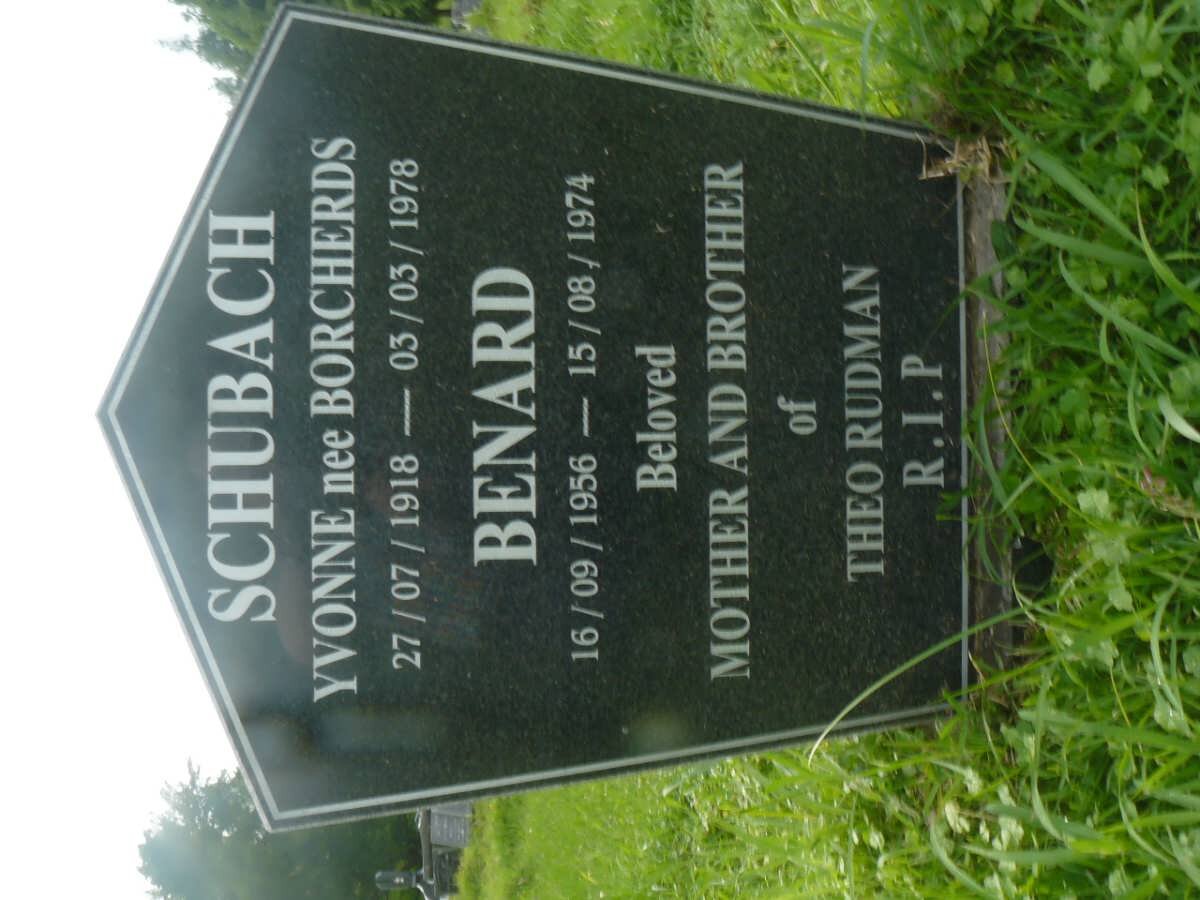 SCHUBACH Yvonne nee BORCHERDS 1918-1978 :: SCHUBACH Bernard 1956-1974