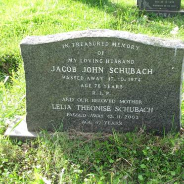 SCHUBACH Jacob John -1974 &amp; Lelia Theonise -2003