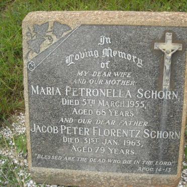 SCHORN Jacob Peter Florentz -1963 &amp; Maria Petronella -1955