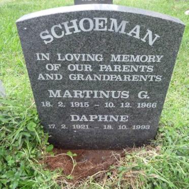 SCHOEMAN Martinus G. 1915-1966 &amp; Daphne 1921-1993