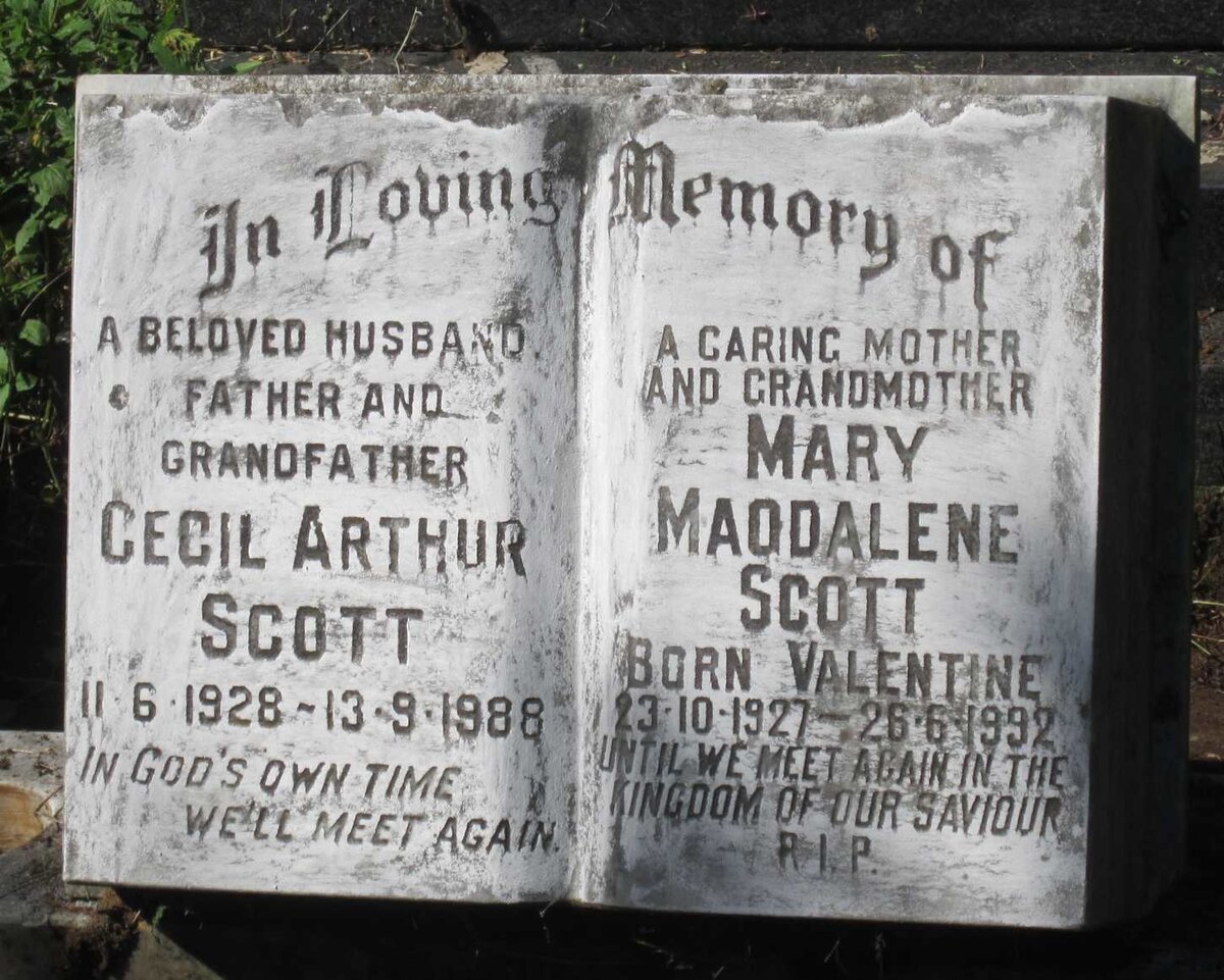 SCOTT Cecil Arthur 1928-1988 &amp; Mary Magdalene VALENTINE 1927-1992