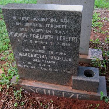 SCHUTZE Heinrich Friedrich Herbert 1904-1980 &amp; Margaretha Isabella DEKKER 1907-