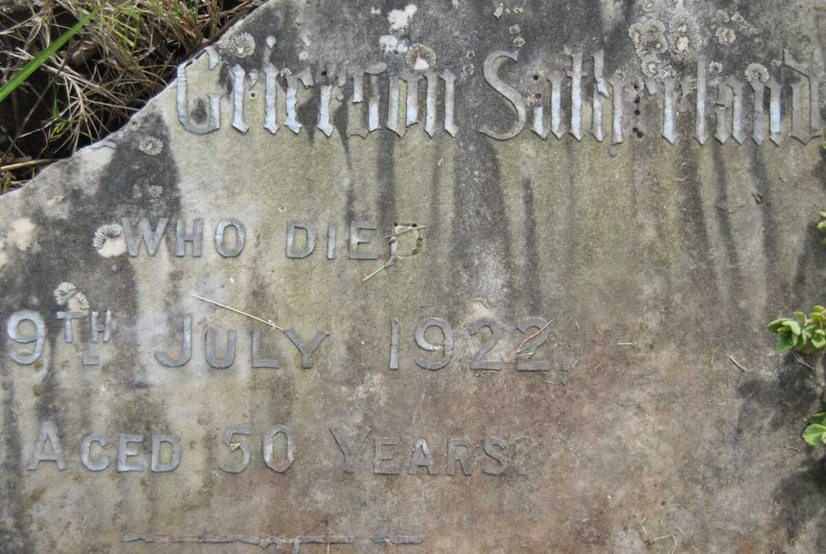 SUTHERLAND John George Grierson  -1922