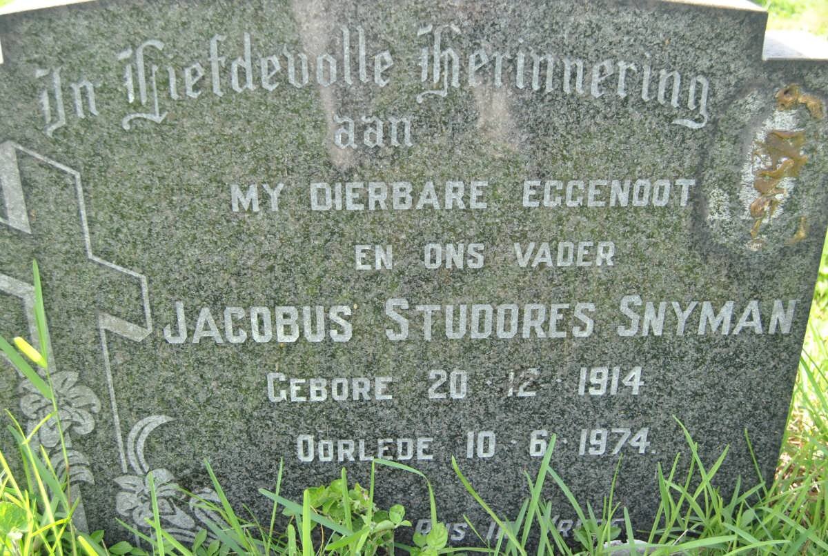 SNYMAN Jacobus Studores 1914-1974