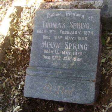SPRING Thomas 1874-1946 &amp; Minnie 1874-1962