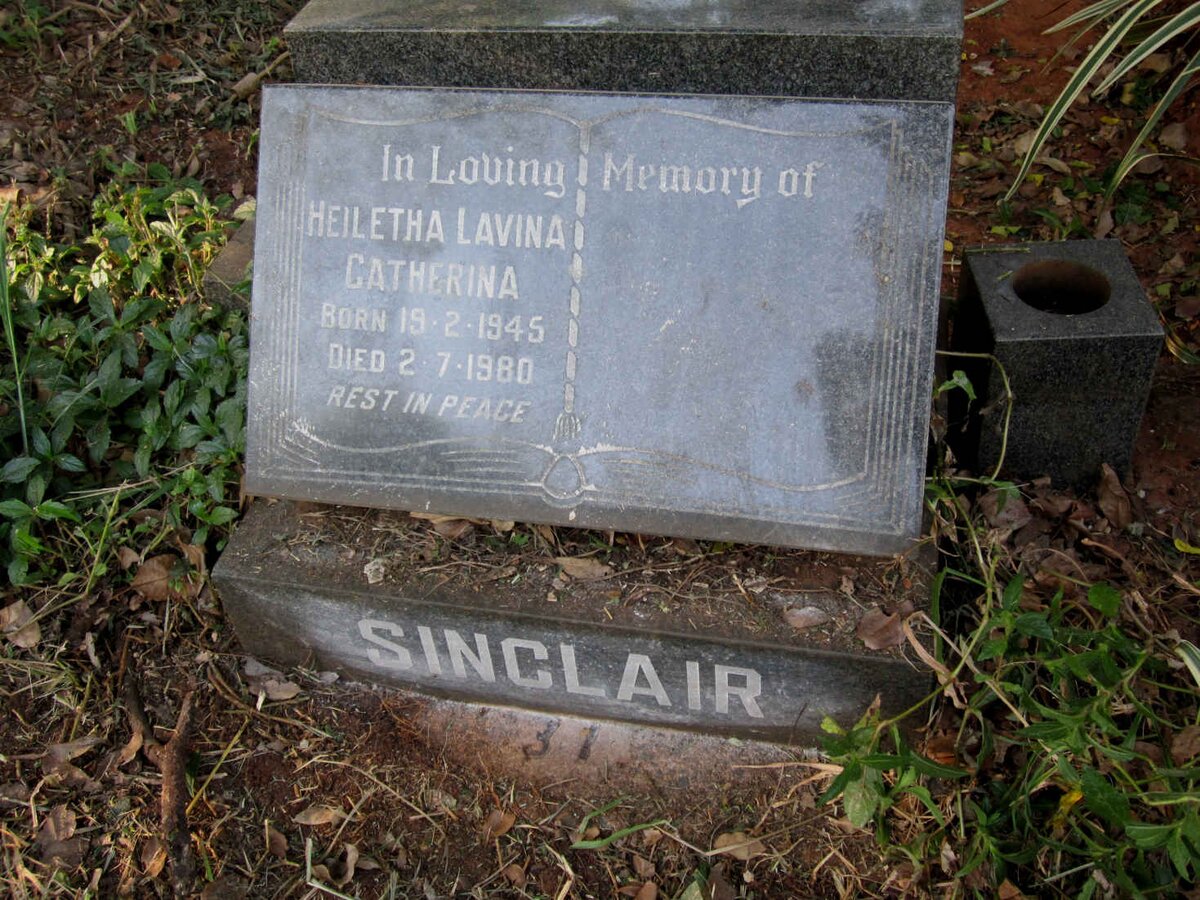 SINCLAIR Heiletha Lavina Catherina 1945-1980
