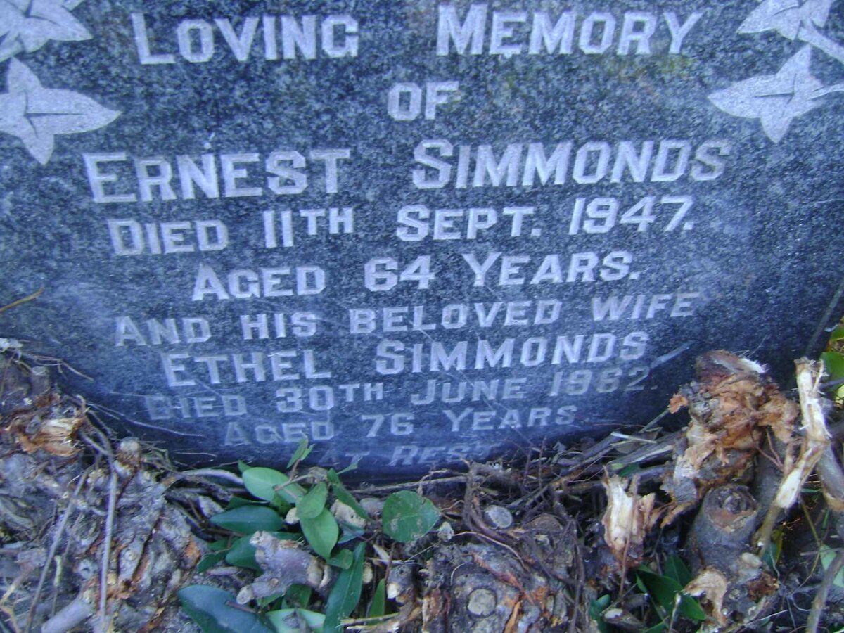 SIMMONDS Ernest -1947 &amp; Ethel -1962