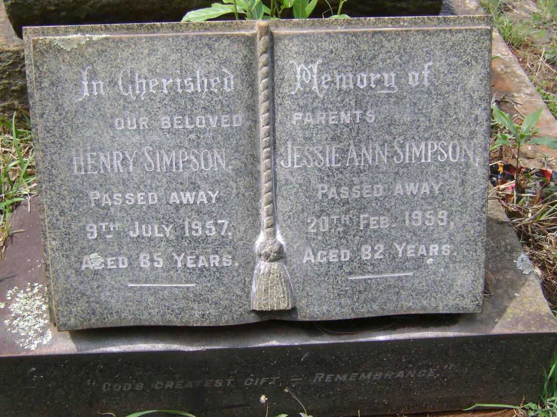 SIMPSON Henry -1957 &amp; Jessie Ann -1959