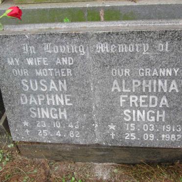 SINGH Susan Daphne 1943-1982 :: SINGH Alphina Freda 1913-1982
