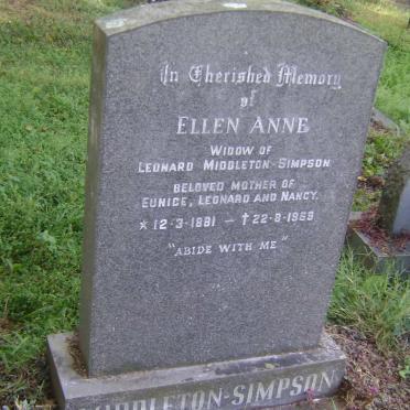 SIMPSON Ellen Anne, MIDDLETON 1881-1969