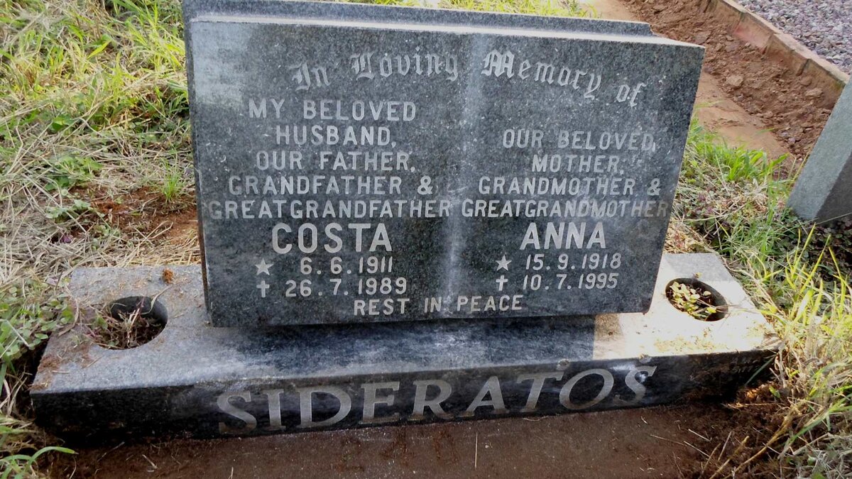 SIDERATOS Costa 1911-1989 &amp; Anna 1918-1995