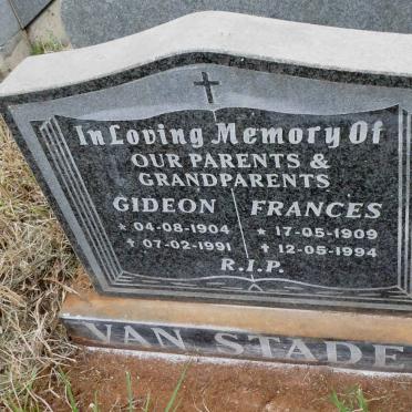 STADEN Gideon, van 1904-1991 &amp; Frances 1909-1994
