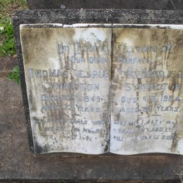 SYMINGTON Thomas George -1949 &amp; Mary Henderson -1964