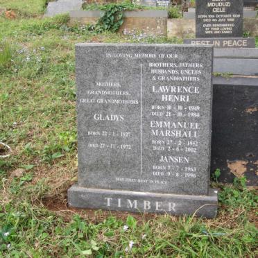 TIMBER Gladys 1927-1972 :: TIMBER Lawrence Henri 1949-1984 :: TIMBER Emmanuel Marshall 1952-2002 :: TIMBER Jansen 1963-1996