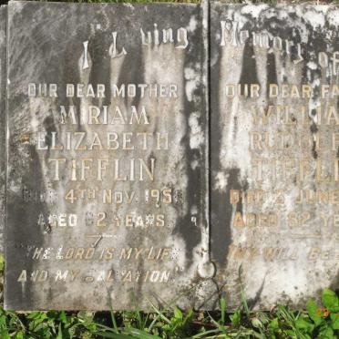 TIFFLIN William Rudolph -1971 &amp; Miriam Elizabeth 1958