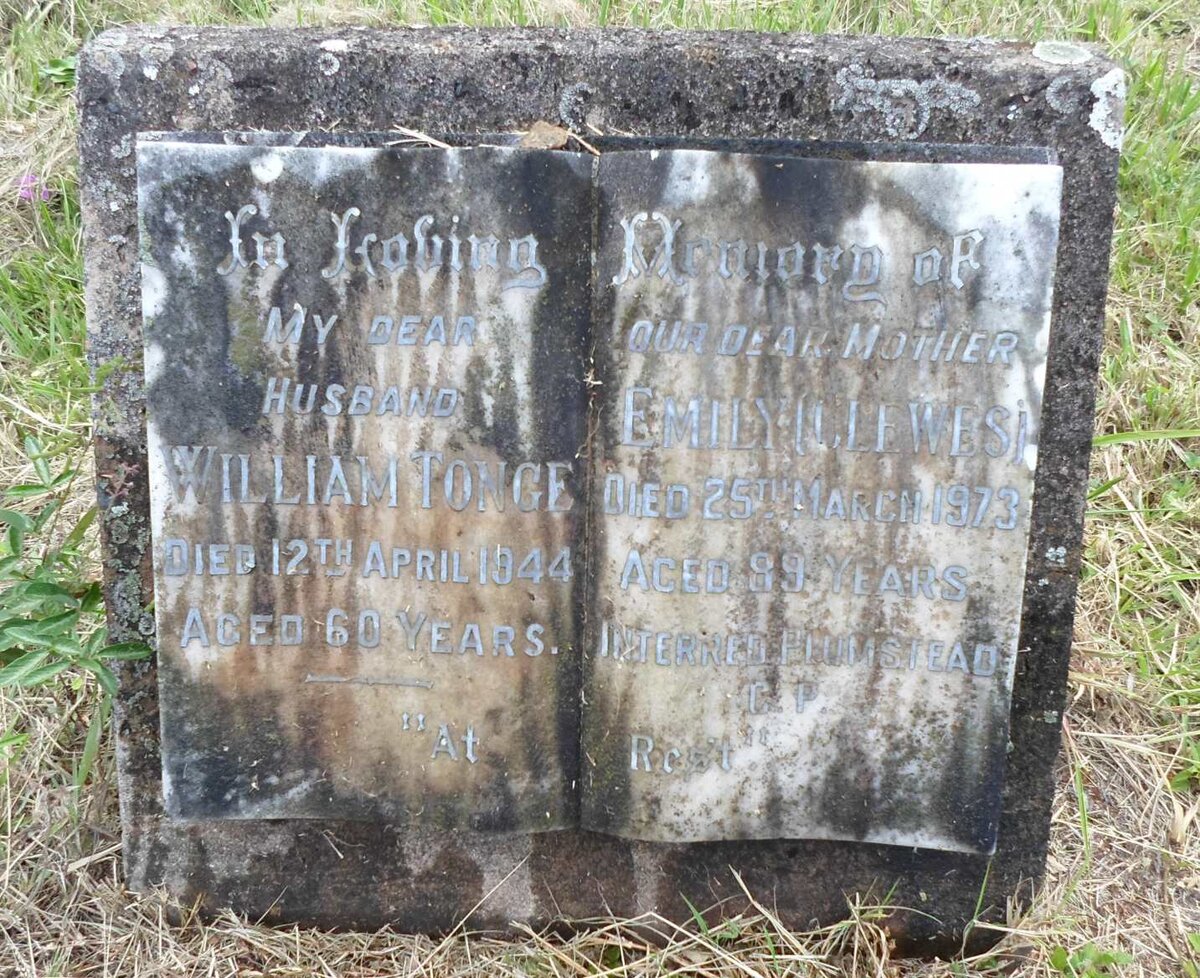 TONGE William -1944 &amp; Emily CLEWES -1973