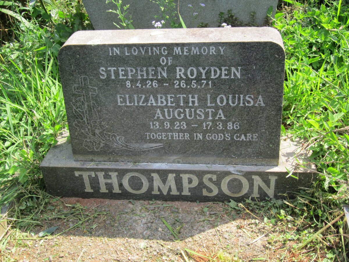 THOMPSON Stephen Royden 1926-1971 &amp; Elizabeth Louisa Augusta 1923-1986