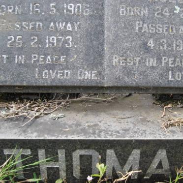 THOMAS Benjamin Jacobus 1906-1973 &amp; Eileen Violet 1908-1983