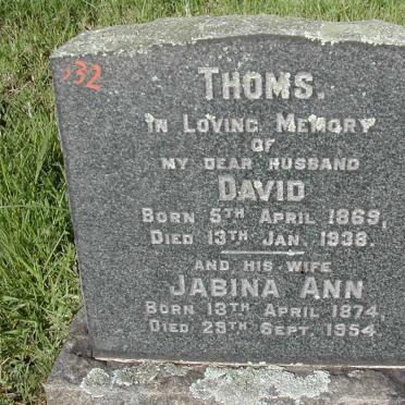 THOMS David 1869-1938 &amp; Jabina Ann 1874-1954