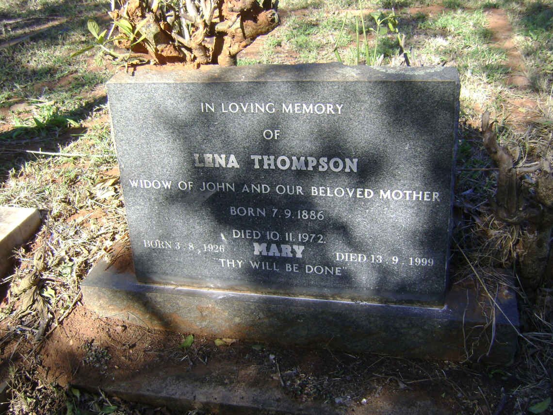 THOMPSON Lena 1886-1972 :: THOMPSON Mary 1926-1999