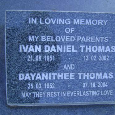THOMAS Ivan Daniel 1951-2002 &amp; Dayanithee 1952-2004