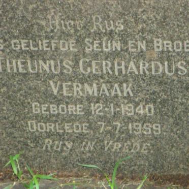 VERMAAK Theunus Gerhardus 1940-1959