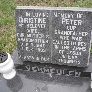 VERMEULEN Peter -1962 &amp; Christine 1945-1999