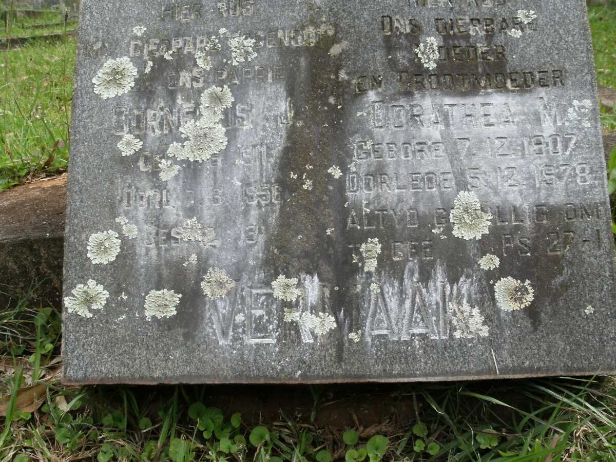 VERMAAK Cornelius 1911-1958 &amp; Dorothea M. 1907-1978