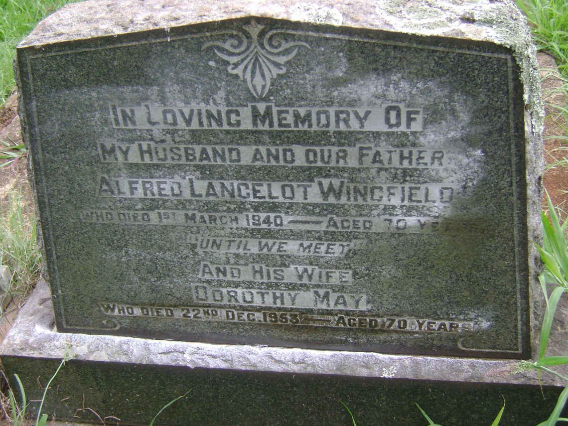 WINGFIELD Alfred Lancelot -1940 &amp; Dorothy May -1953