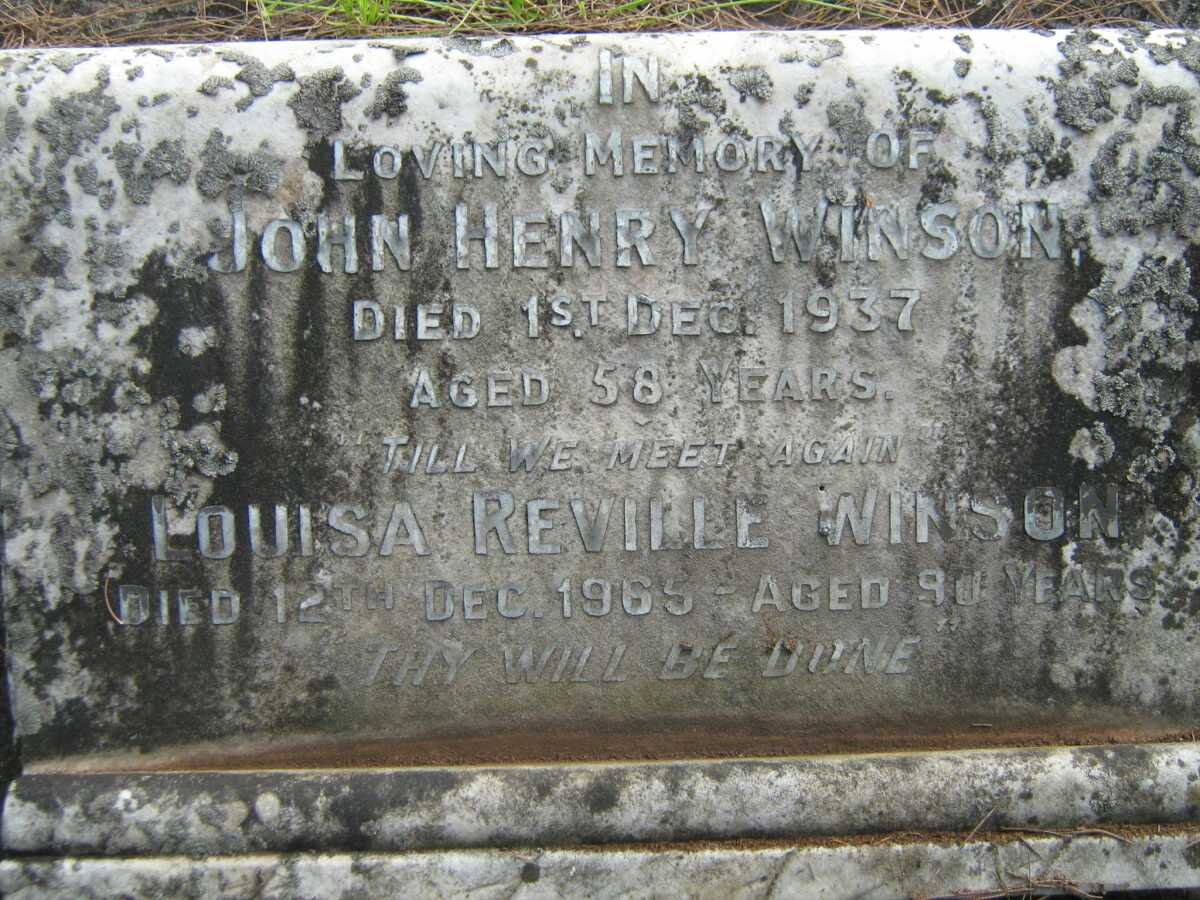 WINSON John Henry -1937 &amp; Louisa Reville -1965