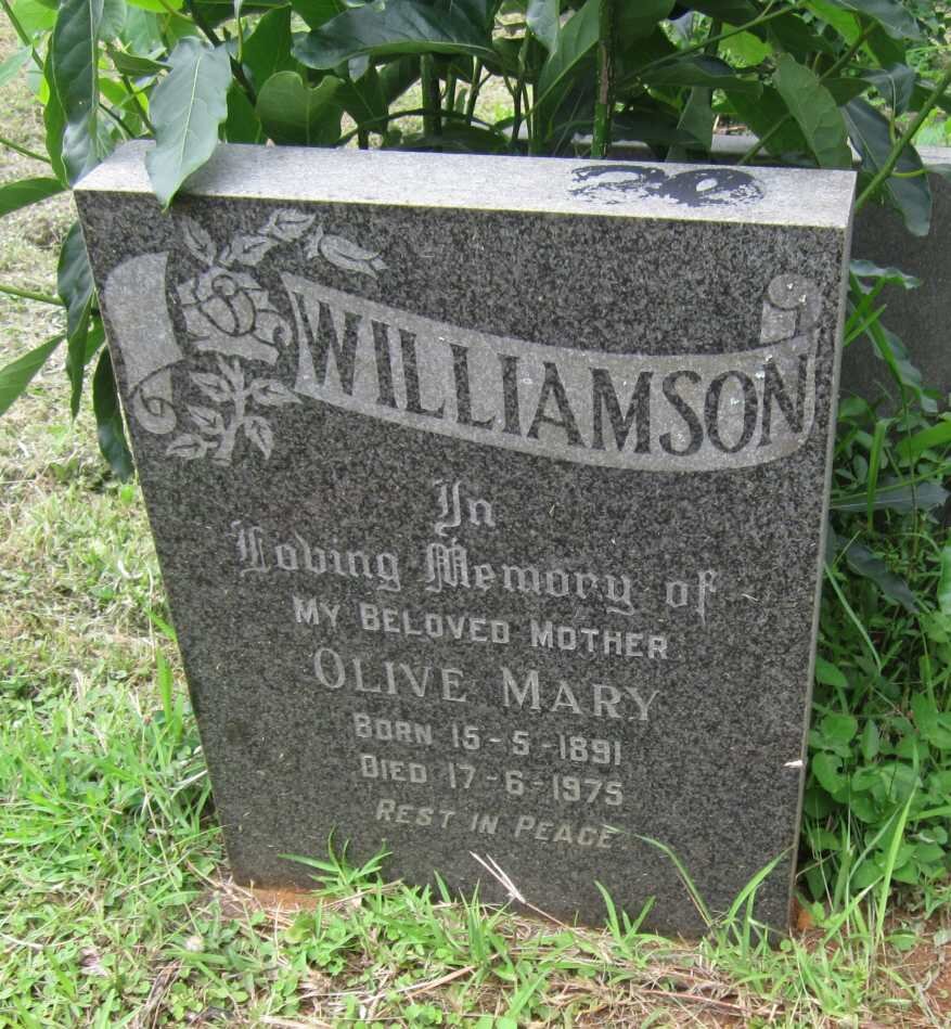 WILLIAMSON Olive Mary 1891-1975