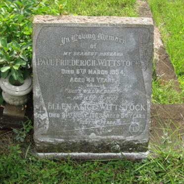 WITTSTOCK Paul Friederich -1954 &amp; Ellen Alice -1963