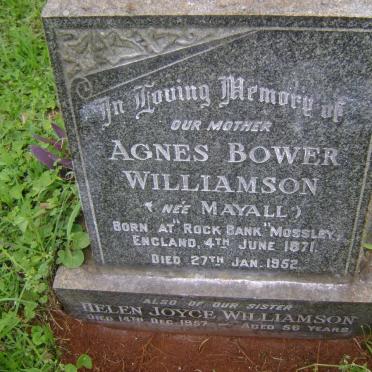 WILLIAMSON Agnes Bower nee MAYALL 1871-1952 :: WILLIAMSON Helen Joyce -1957