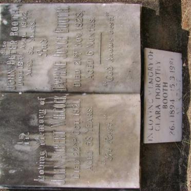 WILCOCK John Albert -1921 :: BOOTH John Peter -1942 :: BOOTH Daphne Joyce 1928 :: BOOTH Clara Dorothy 1894-1981