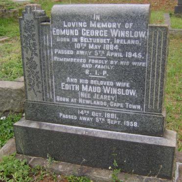 WINSLOW Edmund George 1884-1945 &amp; Edith Maud JEAREY 1881-1958