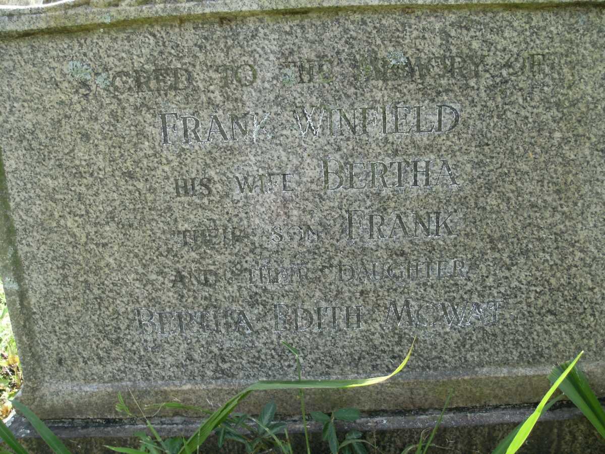 WINFIELD Frank &amp; Bertha :: WINFIELD Frank :: MOWAT Bertha Edith nee WINFIELD