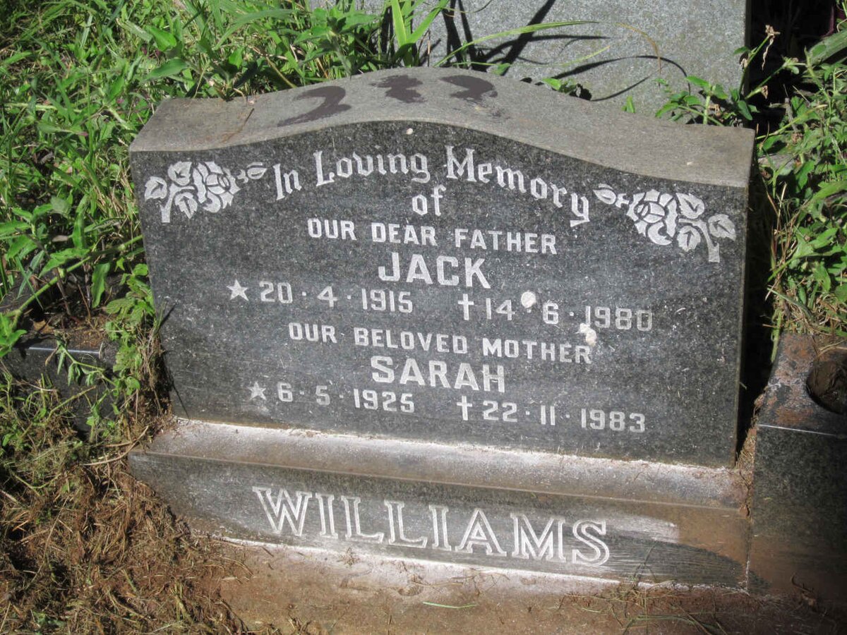 WILLIAMS Jack 1915-1980 &amp; Sarah 1925-1983