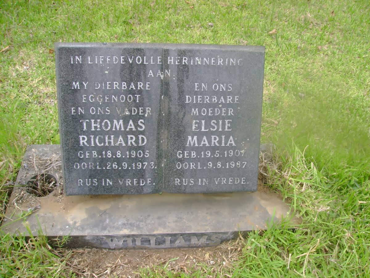 WILLIAMS Thomas Richard 1905-1973 &amp; Elsie Maria 1907-1987