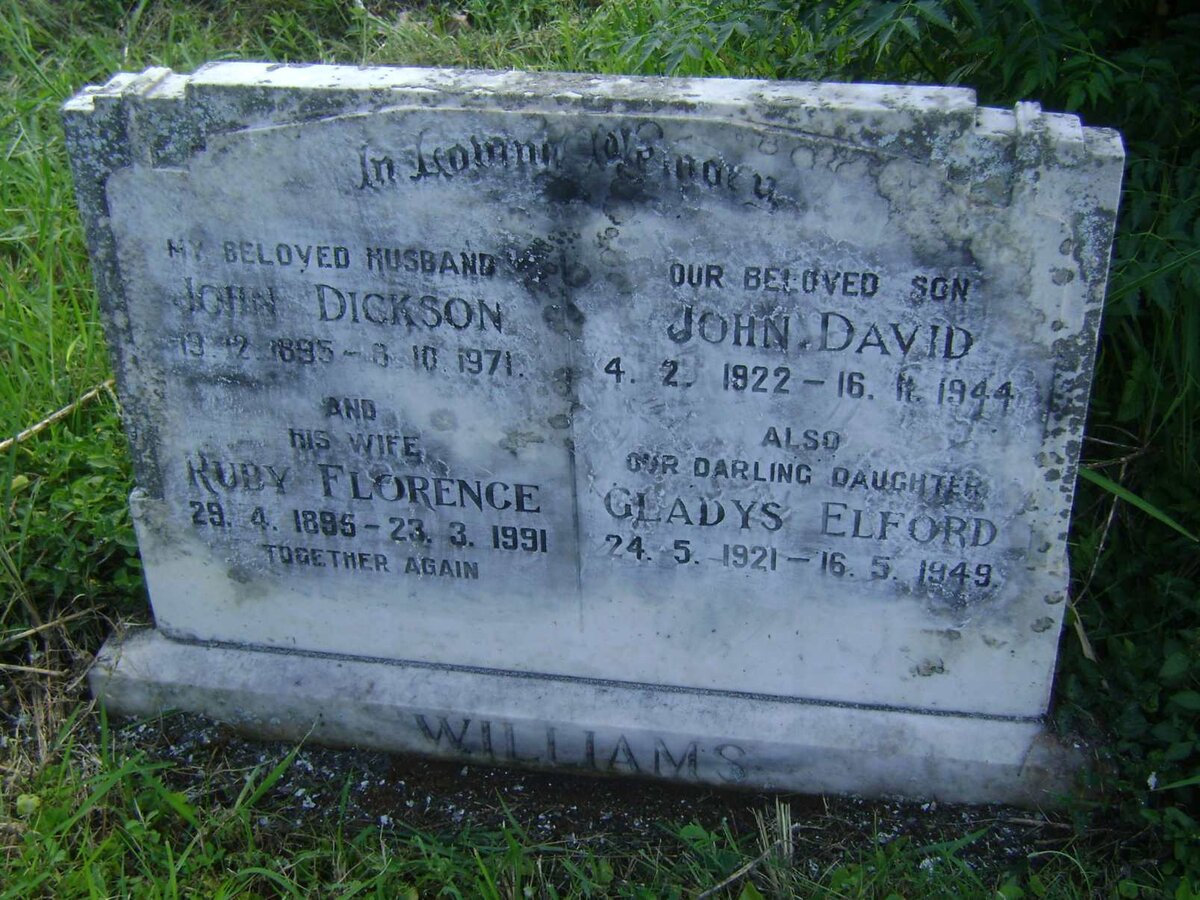 WILLIAMS John Dickson 1895-1971 &amp; Ruby Florence 1895-1991