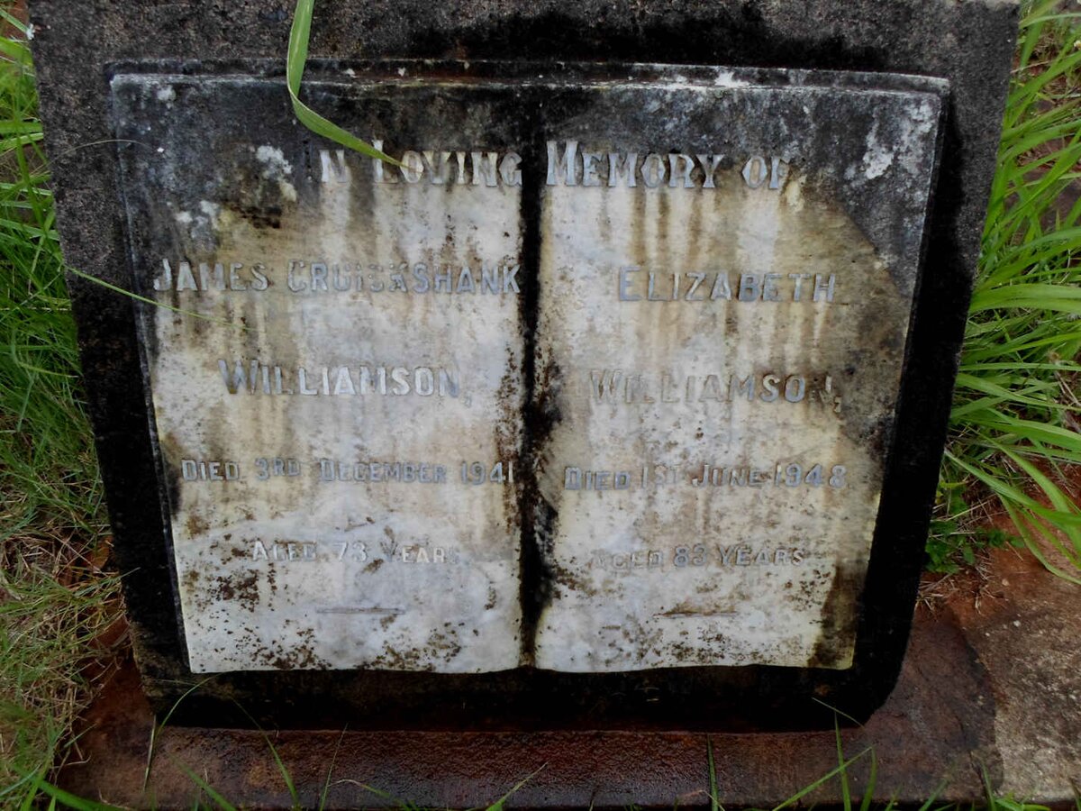 WILLIAMSON James Cruickshank -1941 &amp; Elizabeth -1948