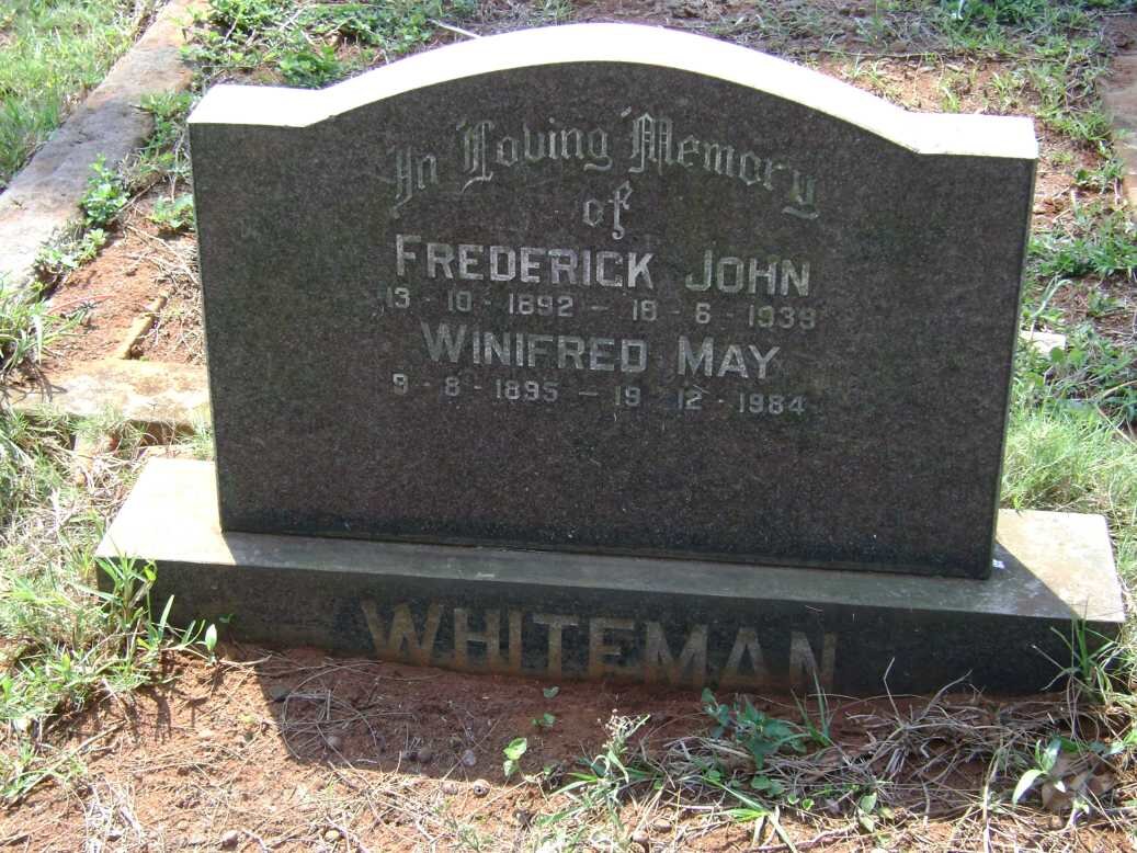 WHITEMAN Frederick John 1892-1939 &amp; Winifred May 1895-1984